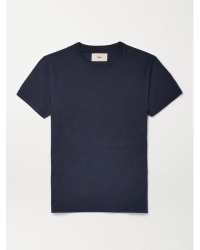 Folk T-shirt in jersey di cotone Assembly - Blu