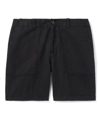 MR P. Straight-leg Cotton And Linen-blend Cargo Shorts - Black