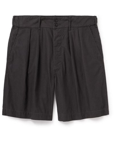 RRL Hawkes Wide-leg Pleated Cotton-twill Shorts - Black