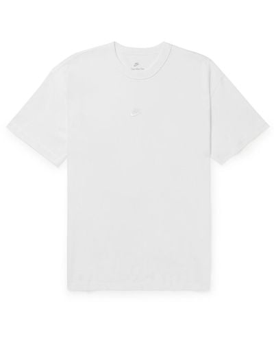 Nike Sportswear Premium Essentials Logo-embroidered Cotton-jersey T-shirt - White