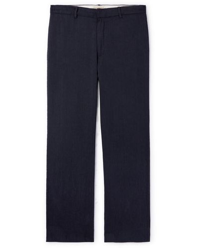Barena Delfo Wide-leg Linen-blend Suit Pants - Blue