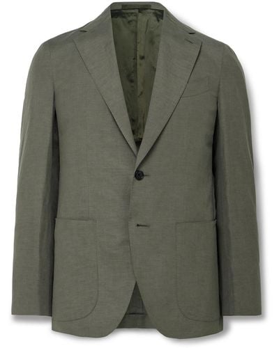 Caruso Aida Silk And Linen-blend Suit Jacket - Green