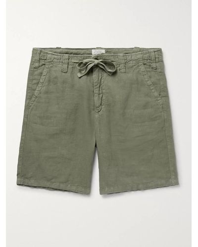 Hartford Slim-fit Linen Drawstring Shorts - Green