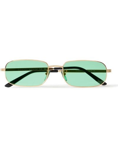 Gucci Rectangular-frame Gold-tone Sunglasses - Green