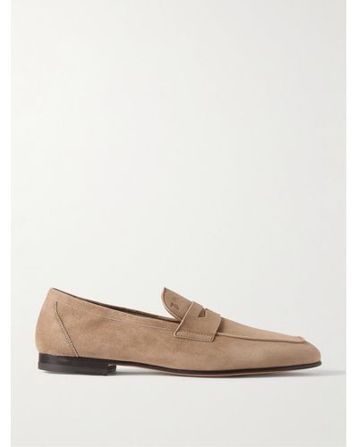 Tod's Amalfi Suede Penny Loafers - Natural