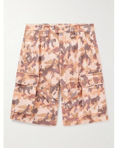 Isabel Marant Elwyn Straight-leg Camouflage-print Cotton-twill Cargo Shorts - Pink