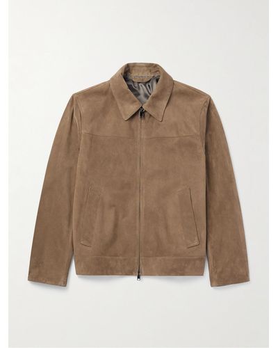 Brioni Suede Blouson Jacket - Brown