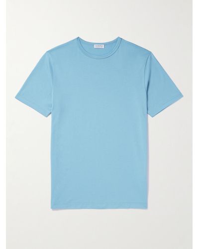 Sunspel Schmal geschnittenes T-Shirt aus Baumwoll-Jersey - Blau