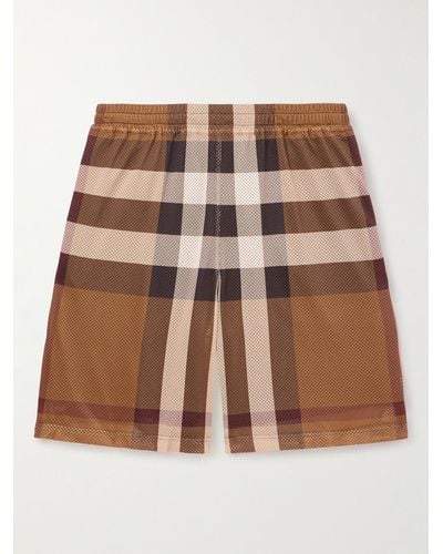 Burberry Wide-leg Checked Mesh Shorts - Brown