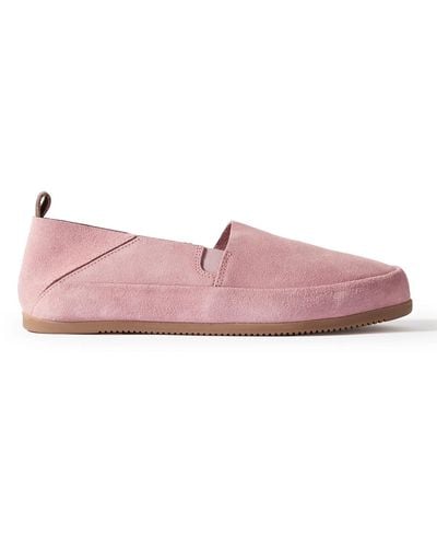 Mulo Travel Collapsible-heel Suede Loafers - Pink