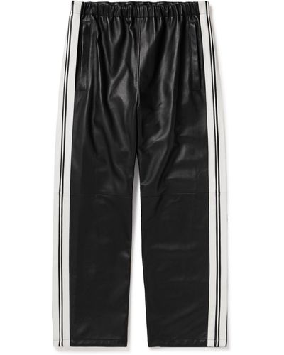 Marni Straight-leg Striped Nappa Leather Pants - Black