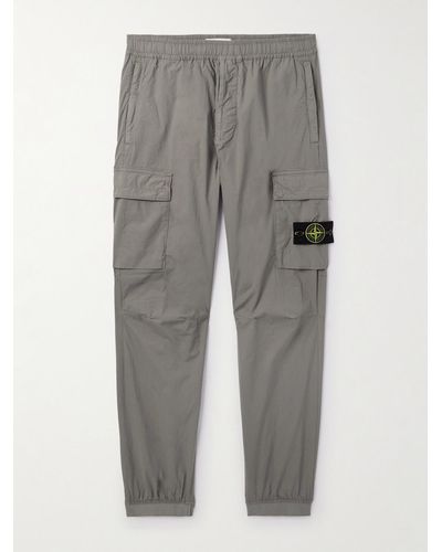 Stone Island Tapered Cotton-blend Cargo Trousers - Grey