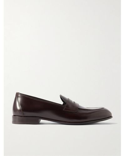 Brioni Glossed-leather Penny Loafers - Brown