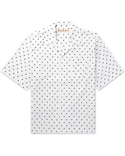Marni Convertible-collar Polka-dot Cotton-poplin Shirt - White