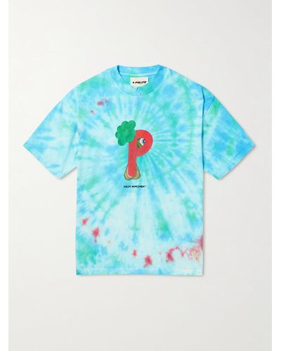 POLITE WORLDWIDE Proccoli Printed Tie-dyed Cotton-jersey T-shirt - Blue