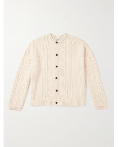 LE17SEPTEMBRE Cable-knit Wool-blend Cardigan - Natural
