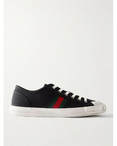 Gucci Julio Webbing-trimmed Canvas Trainers - White