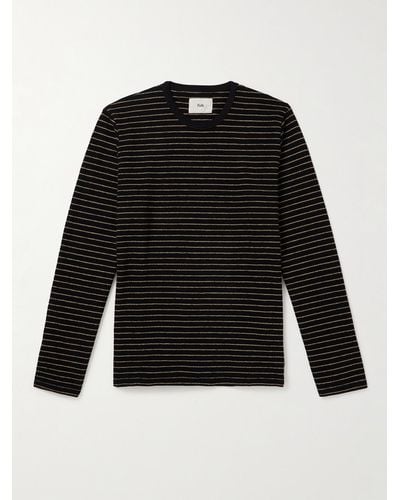 Folk Striped Cotton T-shirt - Black