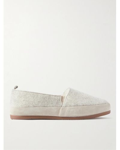 Mulo Suede-trimmed Wool-felt Slippers - White