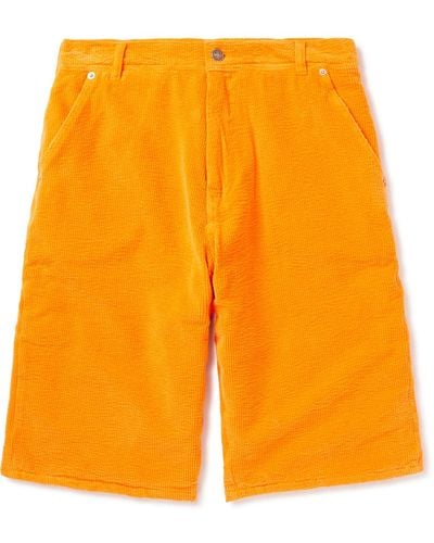 ERL Straight-leg Cotton-corduroy Shorts - Orange
