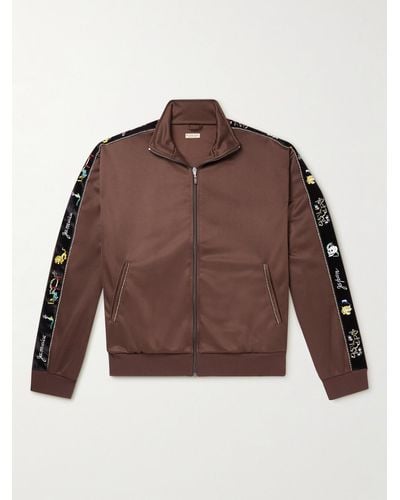 Kapital Embroidered Velvet-trimmed Jersey Track Jacket - Brown