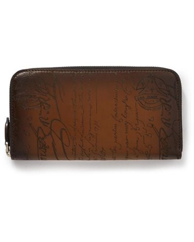 Berluti Itauba Scritto Venezia Leather Travel Wallet - Brown