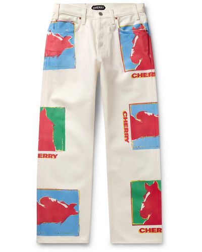 CHERRY LA Straight-leg Logo-print Jeans - Red