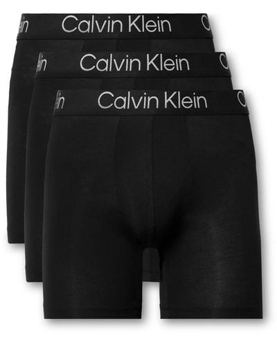Calvin Klein Ultra Soft Modern Three-pack Stretch-modal Boxer Briefs - Black