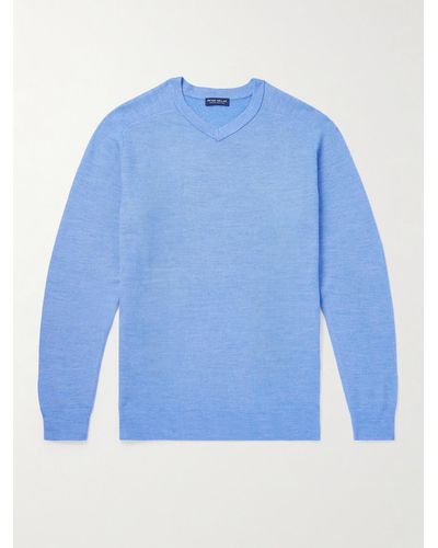 Peter Millar Dover Honeycomb-knit Merino Wool Sweater - Blue