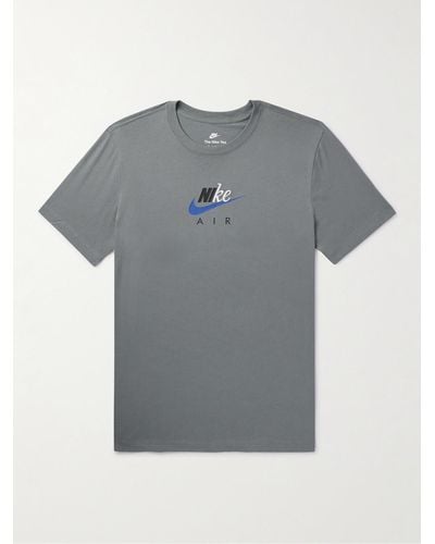 Nike T-shirt slim-fit in jersey di cotone con ricamo e logo stampato Connect - Grigio