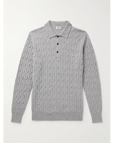 Ghiaia Cable-knit Cashmere Polo Shirt - Grey