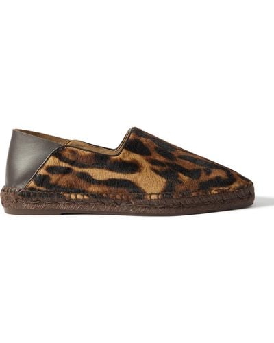 Tom Ford Barnes Collapsible-heel Leather-trimmed Ocelot-print Calf Hair Espadrilles - Brown
