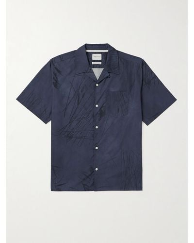 Norse Projects Carsten Convertible-collar Printed Cotton-poplin Shirt - Blue