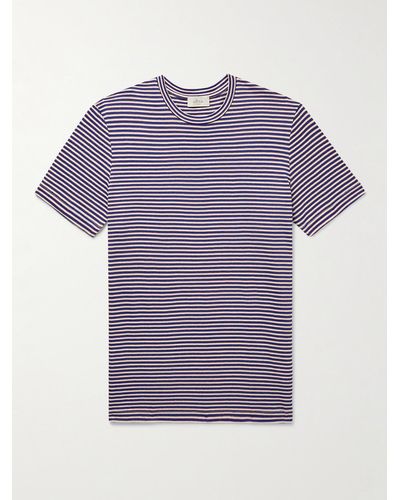 Altea Lewis Striped Linen And Cotton-blend Jersey T-shirt - Purple