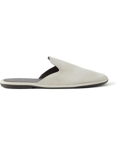 The Row Roger Suede Slides - White