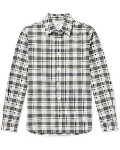 MR P. Checked Organic Cotton And Linen-blend Shirt - Gray