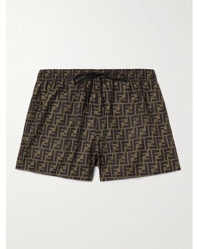 Fendi Straight-leg Short-length Logo-print Swim Shorts - Brown