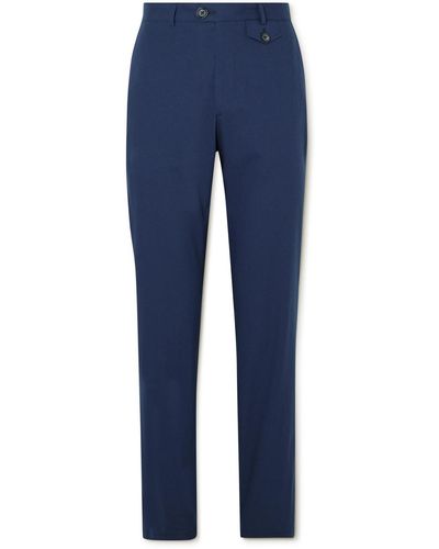 Oliver Spencer Fishtail Straight-leg Cotton-blend Suit Pants - Blue