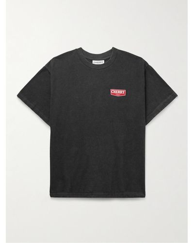 CHERRY LA T-Shirt aus Baumwoll-Jersey mit Print in Stückfärbung - Schwarz