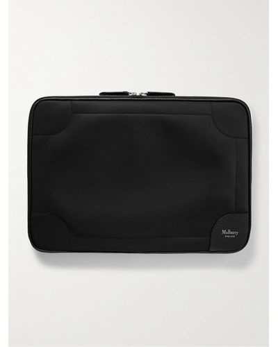 Mulberry Leather-trimmed Nylon Laptop Case - Black
