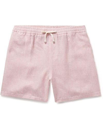Loro Piana Arizona Straight-leg Striped Linen Drawstring Bermuda Shorts - Pink