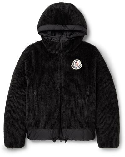 Moncler Tejat Reversible Logo-appliquéd Corduroy And Shell Hooded Down Jacket - Black