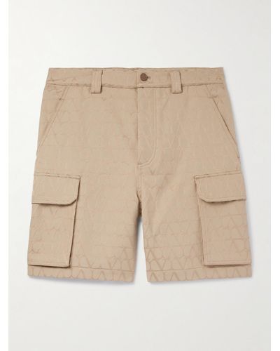 Valentino Garavani Shorts cargo a gamba dritta in misto cotone con logo jacquard Toile Iconographe - Neutro