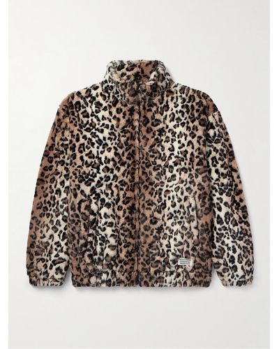 Wacko Maria Leopard-print Faux Fur Zip-up Track Jacket - Natural