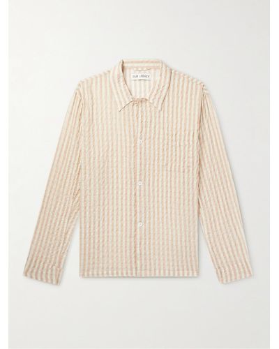 Our Legacy Box Checked Cotton-blend Seersucker Shirt - Natural