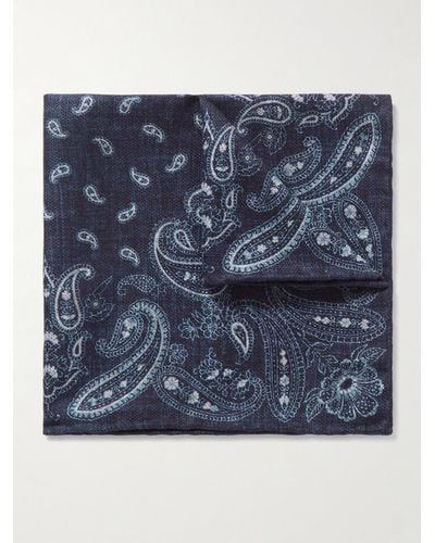 Brunello Cucinelli Paisley-print Silk Pocket Square - Blue