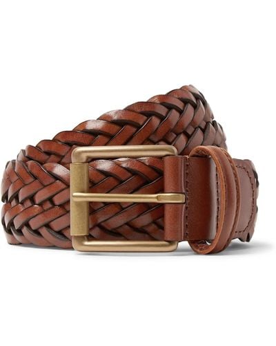 Anderson's 3.5cm Woven Leather Belt - Brown