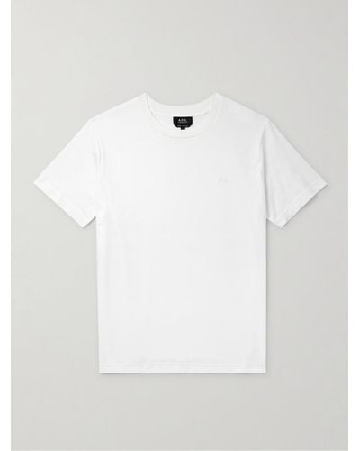 A.P.C. Logo-embroidered Organic Cotton-jersey T-shirt - White