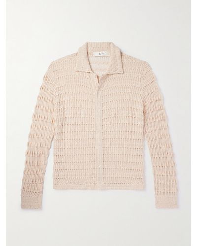 Séfr Yasu Cutaway-collar Crocheted Cotton Shirt - Natural