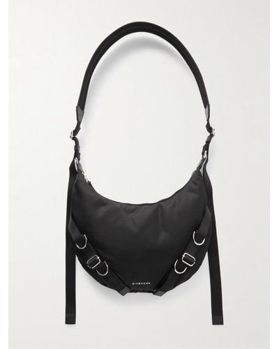 Givenchy Voyou Umhängetasche aus gepolstertem Nylon mit Webband und Schnallen - Schwarz